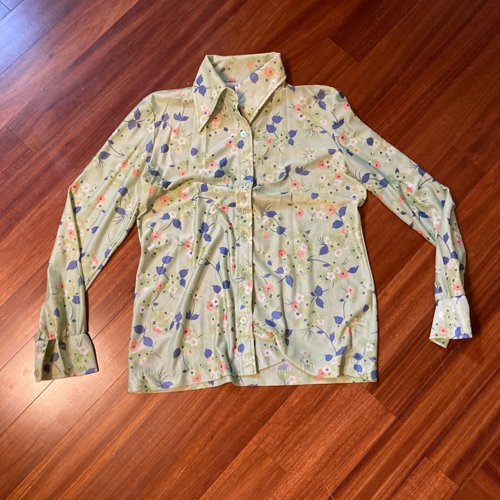Vintage Seventies Button Down Floral Print
